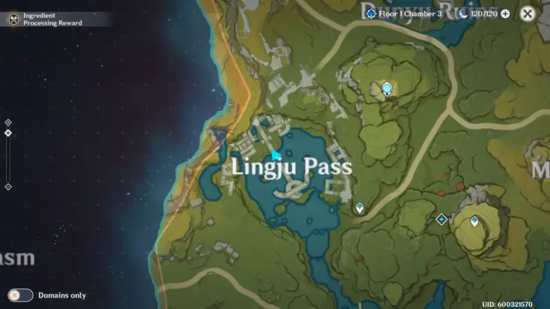 Lingju Pass location in Genshin Impact