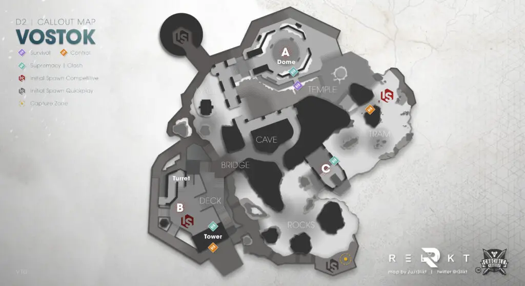 Destiny 2 Callout Map of Vostok